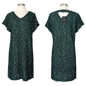 NEW Ming Wang | Tweed Boucle stretch Knit Green Black Cap Sleeve Sheath Dress S